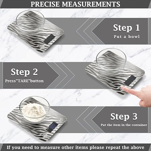 Food Scale Kitchen Scale Food Weight Scales Digital Weight Grams and Ounces Small Electronic Food Scale for Baking Cooking Zabra Print Silvery
