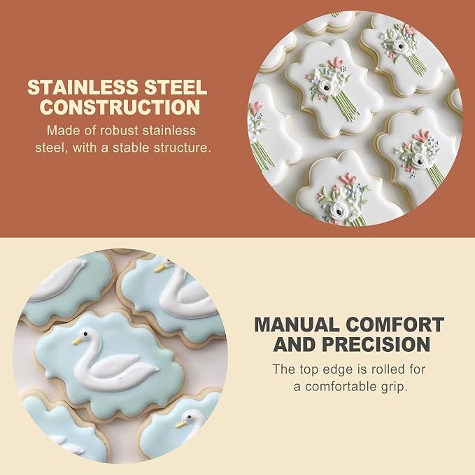 10 Pcs Plaque Frame Cookie Cutters Set Stainless Steel Geometric Shape Molds for Sugar Cookies Fondant Biscuit Baking Supplies Wedding Party Pastry Decoration Tools Clay Crafting Kit