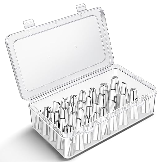 Piping Tips Storage Box with Fixed Pins, 42 Pegs Piping Tip Set Organizer Case, Cake Decorating Kit Storage Organizer