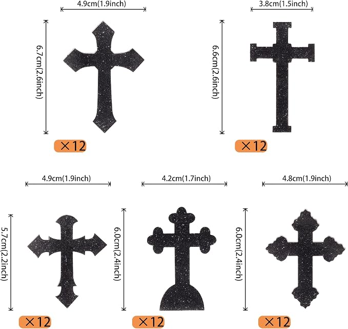 60 PCS Edible God Bless Cross Cupcake Toppers Christian Baptism God Bless Cupcake Picks Edible Cross First Communion Cake Decorations for Religious Theme Baby Shower Birthday Party Supplies Black