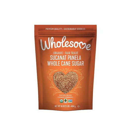 Wholesome Sweeteners 16-Ounce Organic Sucanat Panela Whole Cane Sugar, Fair Trade, Non-GMO Project Verified, Gluten Free & Vegan for Baking, Sprinkling and More, 12 Pack
