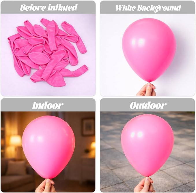 Voircoloria 130pcs Pink Balloons Different Sizes 18" 12" 10" 5" Party Latex Balloons for Birthday Baby Shower Wedding Anniversary Princess Theme Party Decorations