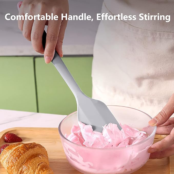 Gray Rubber Spatula for Kitchen Use, DUFEIMOY 10.8In Silicone Spatulas for Cooking Heat Resistant, Flexible Small kitchen Spatula for Kitchen Nonstick Cookware, Seamless & Dishwasher Safe