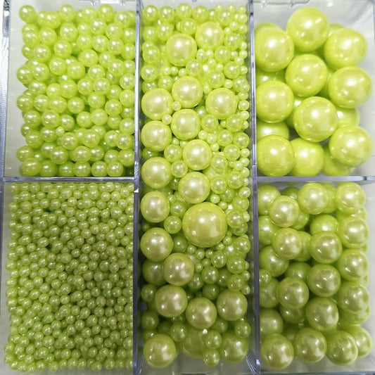 Edible Grass Green Pearl Sprinkles for Cake Decorating, Mixing 4 Sizes Light Green Sugar Cupcake, Ice Cream, Donuts, Macaron Toppings Supplies 90g/ 3.17oz