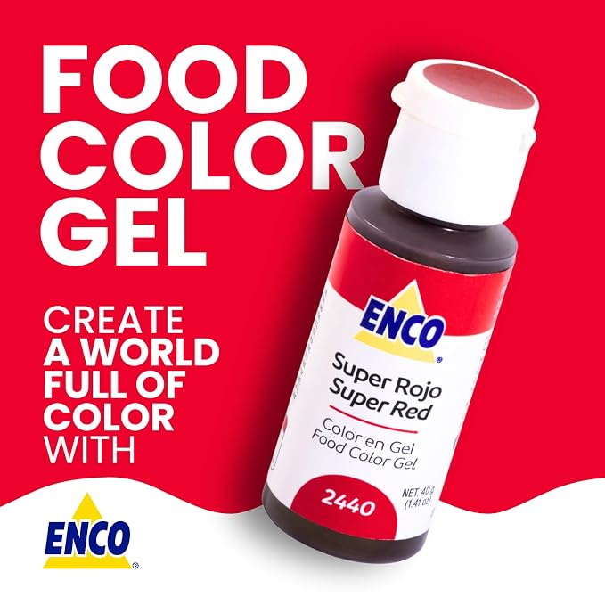 ENCO Food Coloring Gel Super Red 1.41 oz (40g) Concentrated, Vegan