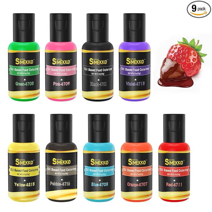 Oil Based Food Coloring for Chocolate, 20ml Candy Coloring for Cake Decorating, Forsting, Edible Food Dye for Baking Cookies Icing Fondant Meringues(.7 Fl. Oz Each Bottles, Each Bottles)