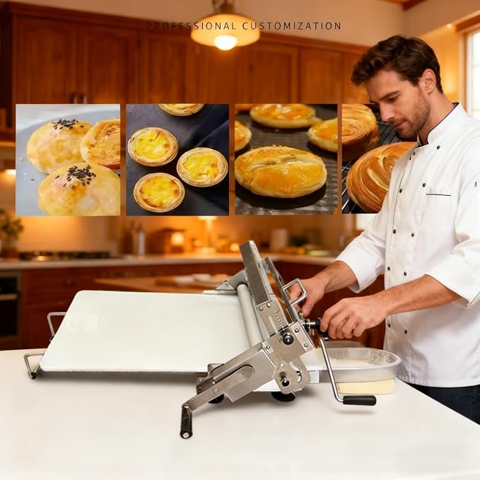 40.9''x15.5" Folding Dough Sheeter with Sheeter Board Manual Dough Roller Machine Stainless Steel Sheeter Thickness Adjustable,Suitable for home and commercial use