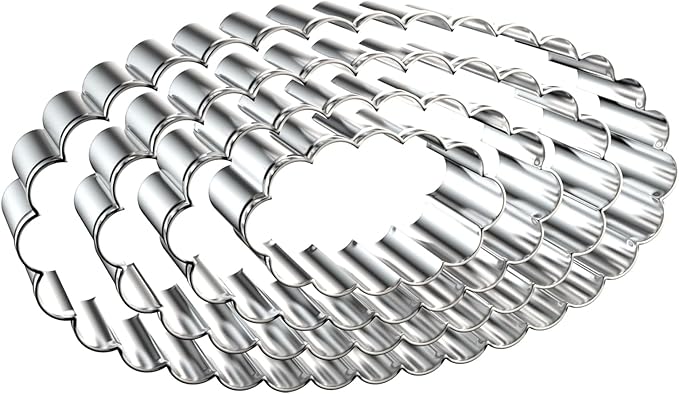 Scalloped Edge Oval Cookie Cutter Set Large - 5 Inch, 4 Inch, 3 Inch, 2 Inch - Fluted Wavy Oval Cookie Cutters Shapes Clay Molds - Stainless Steel