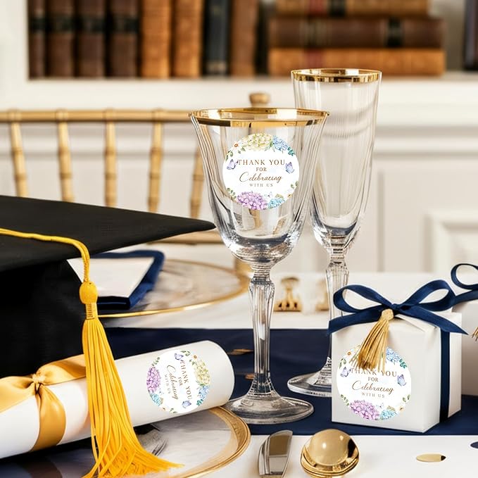 Louise Maelys 1.5 Inch Thank You for Celebrating with Us Stickers 500 Pcs Thank You Party Favor Stickers Labels for Wedding, Baby Shower,Graduation Party, Birthday Party Gift Labels