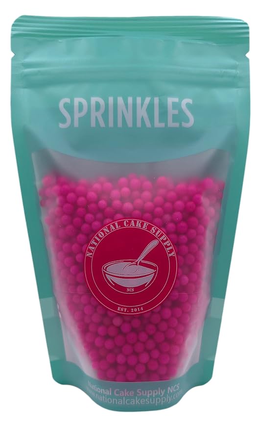 NCS Neon Pink (Under Blacklight) 4mm Edible Sugar Pearls Sprinkles – Cupcake, Cake, Cookie & Baking Decorations, 7 oz