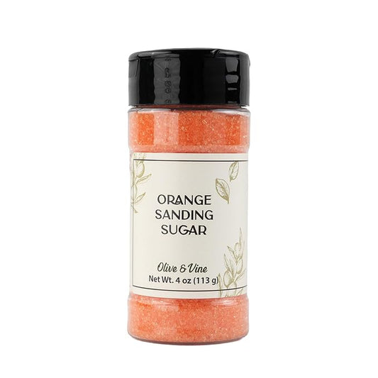 Olive & Vine Orange Sanding Sugar, Sweet Finish, For Baking & Decorating, Rich Tradition, Authentic Taste, For Global Recipes (4 Ounce)
