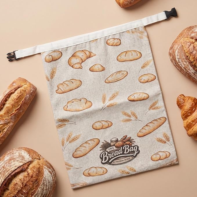 2 Pack Organic Reusable Bread Bag Beeswax Lining With Bowl Cover, Linen Bread Bag, Freshness Preservation, For Homemade Bread, Sourdough, Brioche. Durable & Made With Natural Materials.