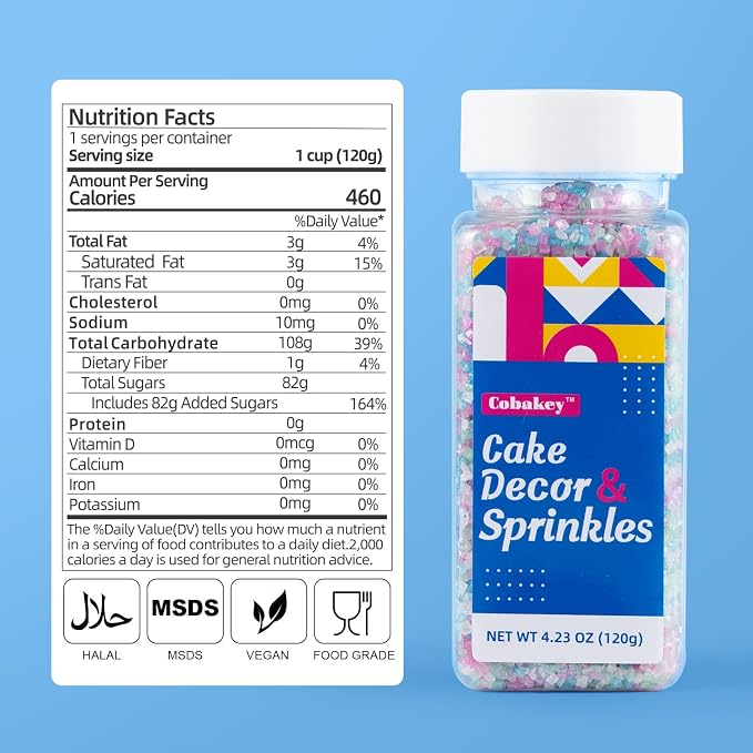 Mermaid Sanding Sugar 4.2 ounces Edible Pastel Sprinkle Pink Blue Purple Green Sparkling Sugar Mix, Perfect for Cake Decorations, Baking, Ice Cream, Cookies, Cupcake Topper