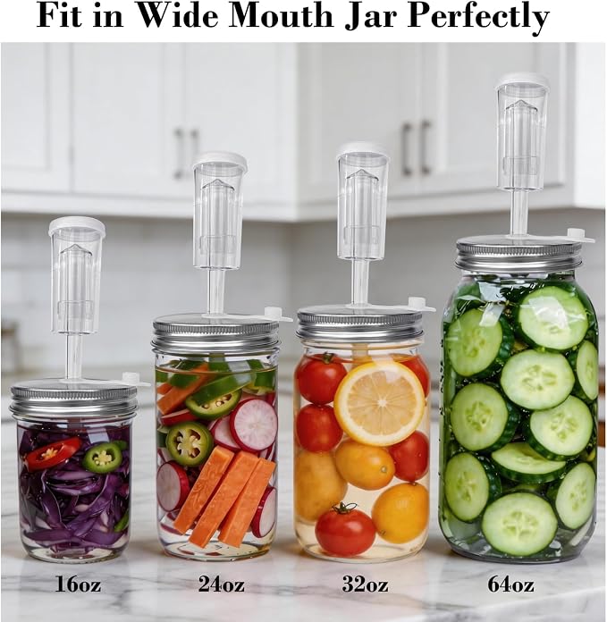 Fermentation Lids Kit for Wide Mouth Mason Jars | 6 304 Stainless Steel Fermenting Lids with 6 Airlocks, 6 Silicone Rings & Grommets-Complete Mason Jar Fermentation Set for Brewing, Fermenting(No Jars