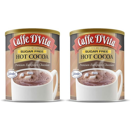 Caffe D'Vita Sugar Free Hot Cocoa Mix - Gluten Free, Low Fat, No Cholesterol, No Hydrogenated Oils, No Trans Fat, Kosher - 10 oz. (Pack of 2) Cans