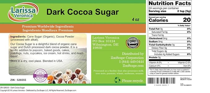 Dark Cocoa Sugar (4 oz, ZIN: 526555) - 2 Pack