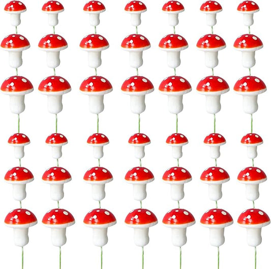 Gyufise 30Pcs Mushroom Cake Decorations Red Mini Mushroom Toothpicks Mushroom Cupcake Toppers Mushroom Cake Picks for Birthday Baby Shower Party Micro Landscape Decorations