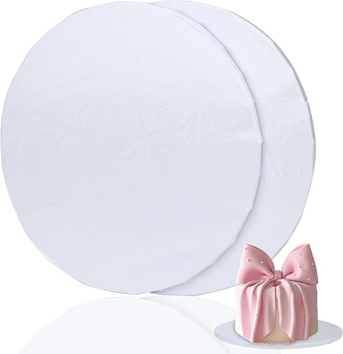 6 inch Round Cake Drum Boards, Dulinkas 1/4 Inch Thick White Corrugated Cardboard Cake Base Grease-Resistant Cake Boards for Multi-Layer Cakes, Weddings & Parties 2 Pack