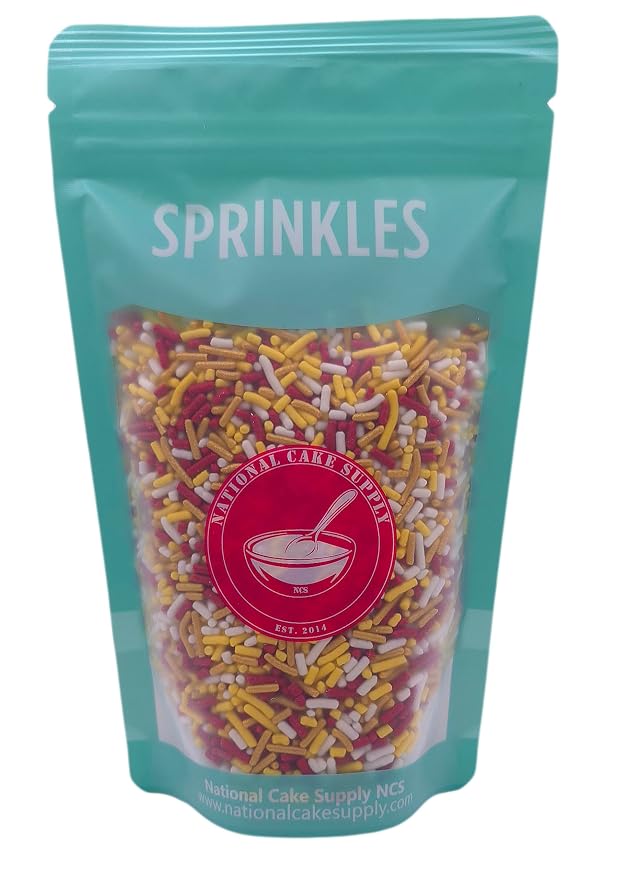 NCS Kansas City Game Day Red, Gold, Yellow & White Jimmies Edible Sprinkles – Cupcake, Cake & Cookie Decorations, 7 oz