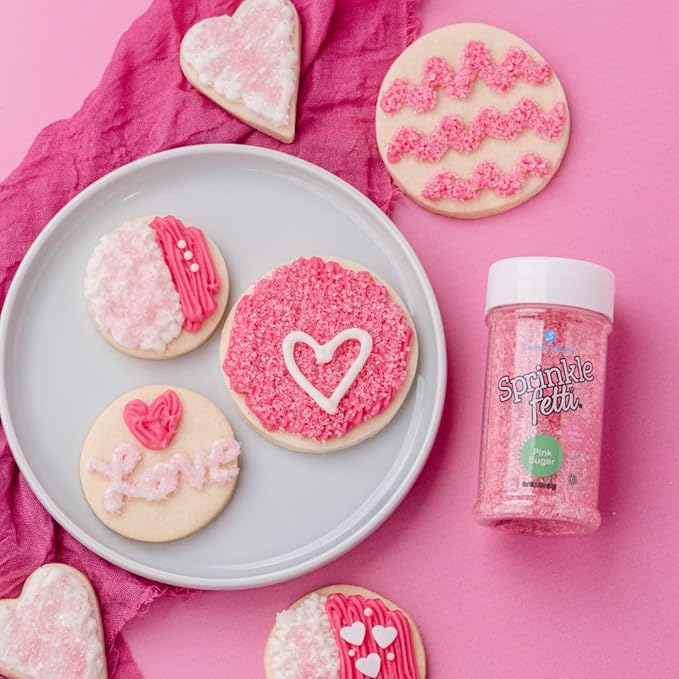 Sweets Indeed Valentines Day Dye-Free Pink Sanding Sugar | Natural Pink Decorating Sugar for Cakes, Cupcakes & Cookies | No Artificial Dyes, Gluten-Free | 3.35 ounces