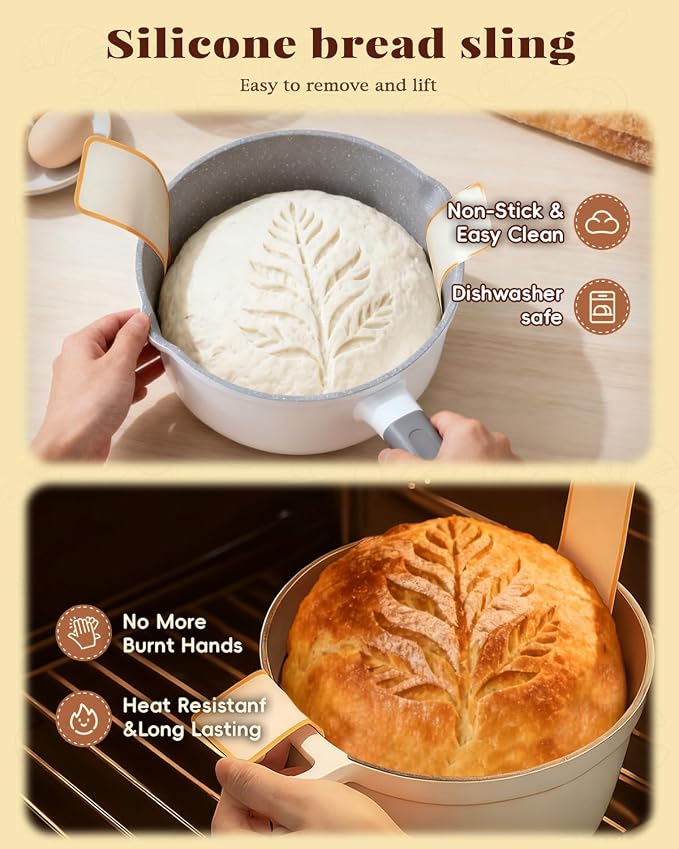 TAOMAND Complete Sourdough Starter Kit for Beginners & Manual | Sourdough Bread Baking Supplies with Round & Oval Banneton Bread Proofing Basket, Bread Sling, Starter Jar, Dough Whisk, Scrapers & Bag