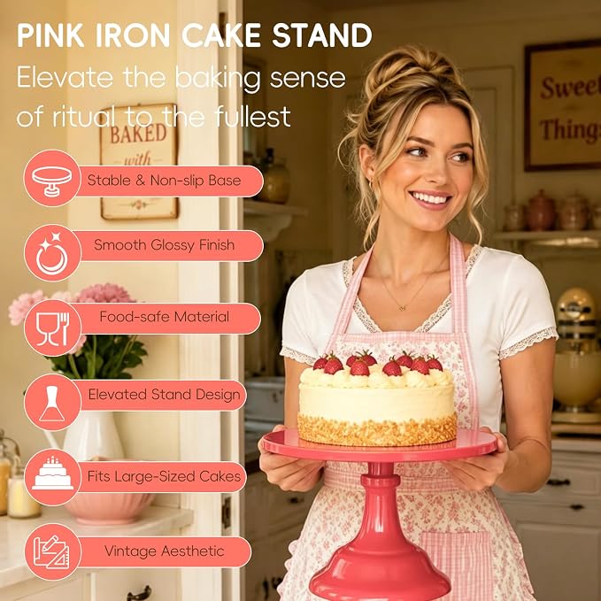 Three-piece Cake Stand Set, Metal Round Trays, 8-inch, 10-inch, and 12-inch, for Dessert Table displays; Perfect for Christmas, Thanksgiving, Birthdays, Weddings, and Other Celebrations(Red)