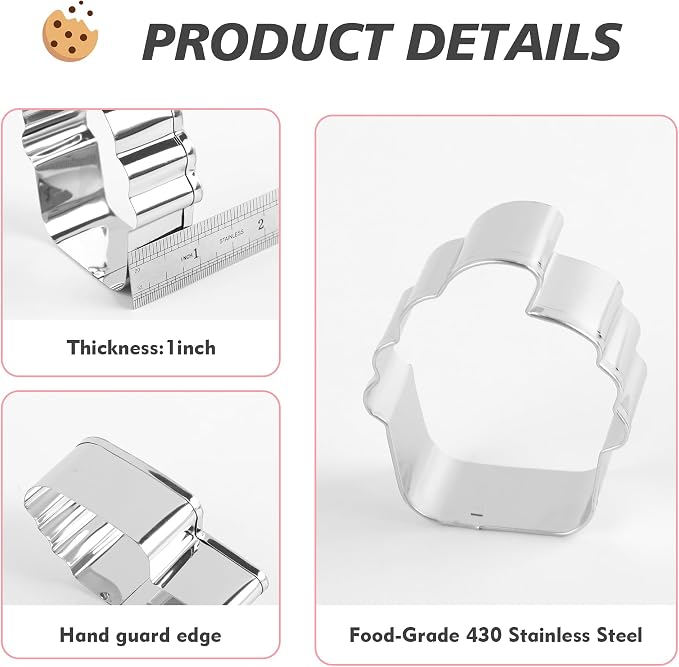 Ice Cream Cookie Cutters 8-Pc. Set, Ice Cream Cutters Stainless Steel Fondant Cutters, Popsicle, Hard and Soft Serve Ice Cream Cone (Cartoon Cookie Cutters Set)