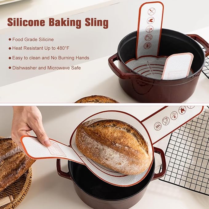 Banneton Bread Proofing Basket Set, 11 Inch Sourdough Proofing Basket and Bread Baking Supplies-Bread Lame, Danish Whisk, Bowl & Dough Scraper, Brush, (Rattan, 10in Round +10in Oval+1 Set Jar Kit)