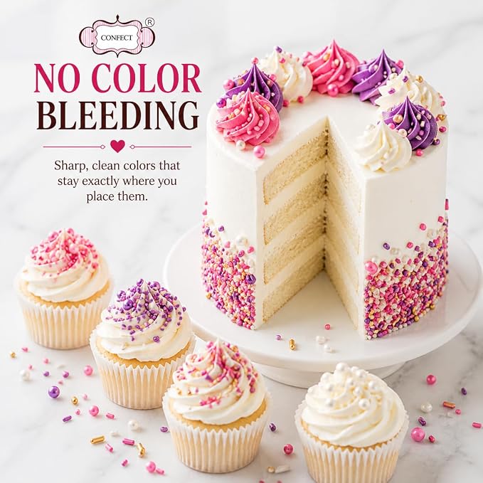 Confect Sprinkle Mix Set – Unicorn-Inspired Cake & Cupcake Decorations |Bright Pink, Pearl White, Purple Sugar Blend | Vegan, Gluten-Free, Nut-Free - 5 Oz