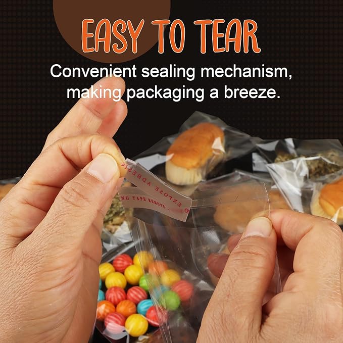 200Pcs Cookie Bags, Self Sealing Cellophane Bags 5x7 Inches, Resealable Treat Bags for Cookies, and Party Favors.