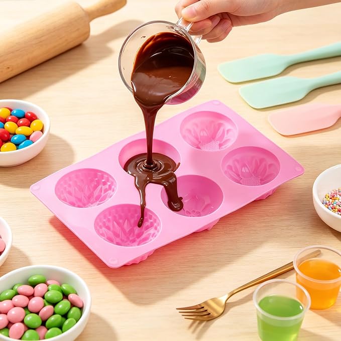 6 Cavity Flowers Shaped Silicone Chocolate Molds Sunflowers Daisy Mold For Chocolate Candy Set Of 2