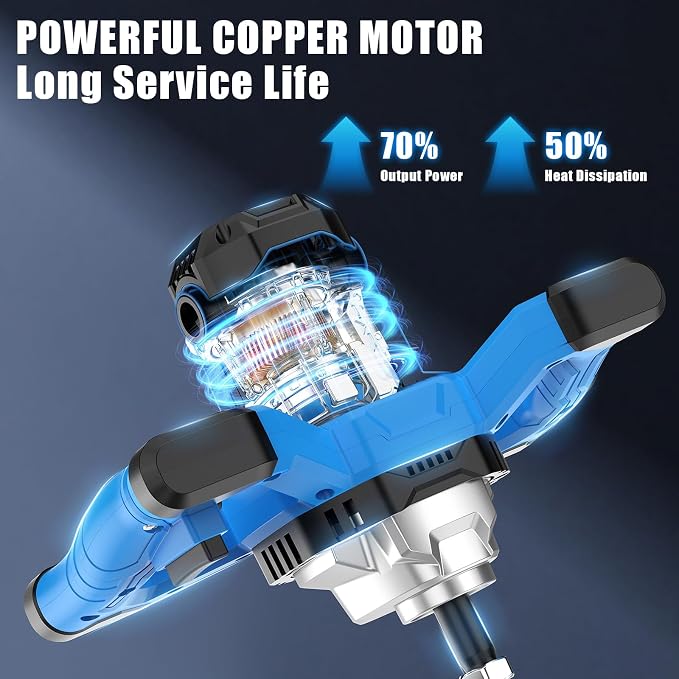AZZUNO Cement Mixer Electric Concrete Mixer Machine 110V Handheld Mud Mixer with 6 Adjustable Speed for Mixing Concrete, Cement, Mud, Mortar, Putty, Paint (Dark Blue)