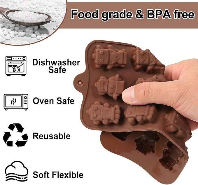 Chocolate Molds Silicone with 12 Cavity Robot Shaped, Mini Robot Molds for Homemade Chocolate/Candy/Gummy/Fondant, Food Grade Candy Mold with 12 Cavities Mini Robots for Fruit Snacks