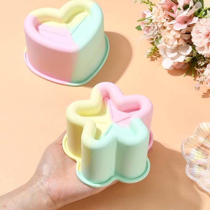 Ipotkitt Heart and Star Shape Cake Baking Silicone Molds Dessert Food Baking Tool Molds for Cake Chocolate Jelly Ice Candy Crafts, 2pcs, 2 Styles