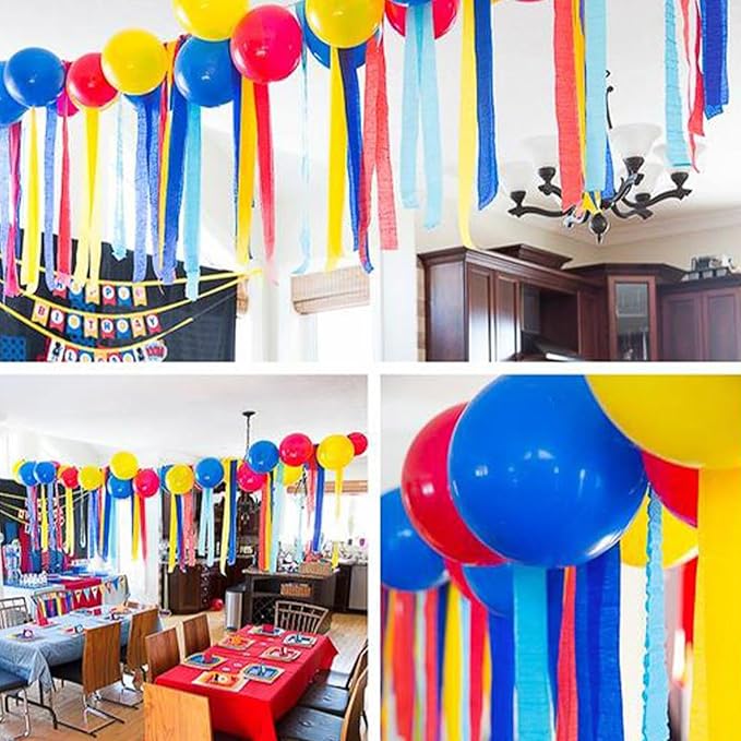 PartyWoo Red Yellow Blue Balloons, 140 pcs Blue Red and Yellow Balloons Different Sizes Pack of 18 Inch 12 Inch 10 Inch 5 Inch for Balloon Garland or Arch as Dog Party Decorations, Party Decorations