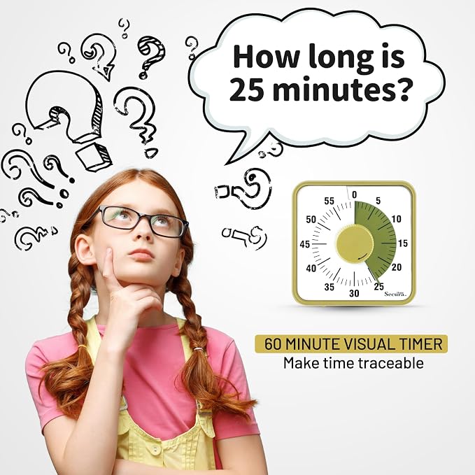Secura 60-Minute Visual Timer, 7.5 Inch Oversize Countdown Timer Clock for Kids and Adults, Durable Mechanical Time Management Tool with Magnetic Backing(Taupe)