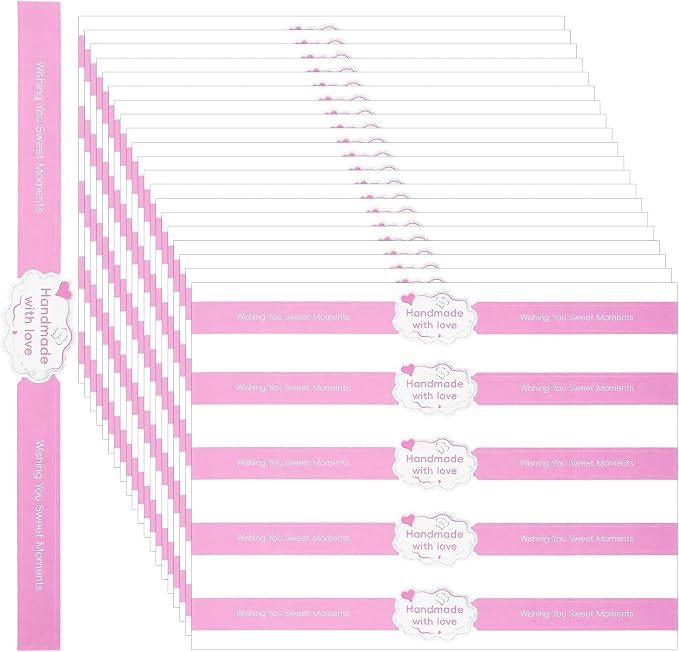 Tamper Proof Stickers 100 Pcs - 8.8 x 1.3 Inch Tamper Resistant Seal Labels for Food Retail Package, Handmade Bakery Candy Artisan Crafts Sealing (Pink)