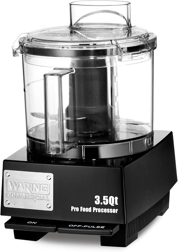 Waring Commercial Food Processor, 3.5 Quart Capacity with Flat Lid, 1 Horsepower Motor, Vegetable Chopper for Professional Kitchens, WFP14SW