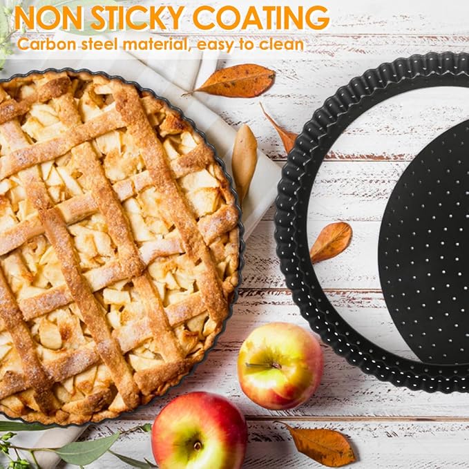 Gutsdoor Pie, Tart & Quiche Pan with Removable Bottom Nonstick Round Quiche Baking Dish Pie Pans for Baking Kitchen (11 Inch)