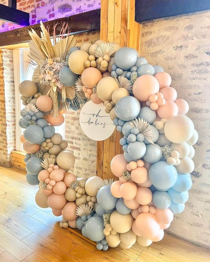 140Pcs Pastel Blue Balloons Baby Blue Balloon Garland Arch Kit 5/10/12/18 Inch Latex Light Blue Balloons Different Sizes as Gender Reveal Baby Shower Birthday Blue Theme Party Decorations