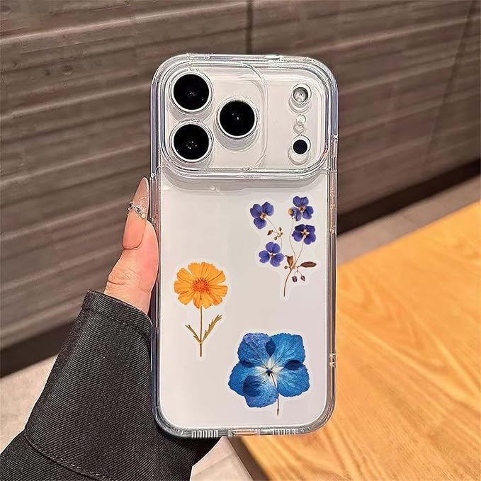 Transparent Flora Stickers,50PCS Vintage Aesthetic Flowers Sticker for Scrapbooks Travel Journal, Vinyl Waterproof for Water Bottles Laptop Phone Scrapbook Supplies DIY Crafts (colourful-B15)
