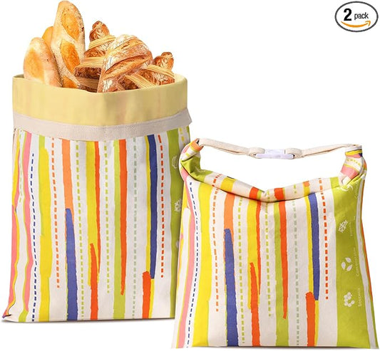 2 Pack Beeswax Bread Bags for Sourdough Homemade Bread，XL Reusable Beeswax Bread Storage Bag，Portable with large capacity，Keeps Fresh, Easy to Clean