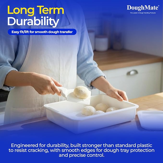 DoughMate® EZ-Lift™ Dough Scraper (2-Pack) – NSF Certified, BPA-Free Plastic Bench Scraper, Non-Scratch Dough Cutter for Pizza, Bread & Sourdough, Ergonomic Handle, Made in USA