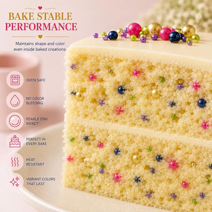 Confect Pearl Sprinkles | Pack of 5 Tropical Tea Party Disco Ball Sprinkles | Mix Golden, Purple, Neon Pink, Lime Green & Navy Blue Pearl Dragees - Vegan, Gluten-Free, Nut-Free, Soy-Free, Dairy-Free, Palm Oil-Free, No Artificial Dyes - 5 Oz