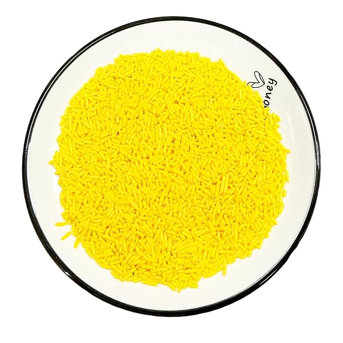 Homipooty Yellow Soft Jimmies Sprinkles Edible Candy Jimmies Sprinkles for Cake Decorating 78g/2.75oz Cookie Cupcake Topper Ice Cream