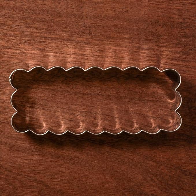 LILIAO Scalloped Edge Rectangle Cookie Cutter, 4.7 x 1.9 inch, Stainless Steel
