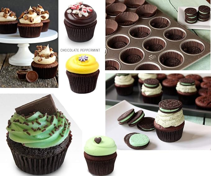 Gifbera 400-Count Brown Standard Cupcake Liners Swedish Paper Coffee Baking Cups for Halloween Christmas, Coffee Color