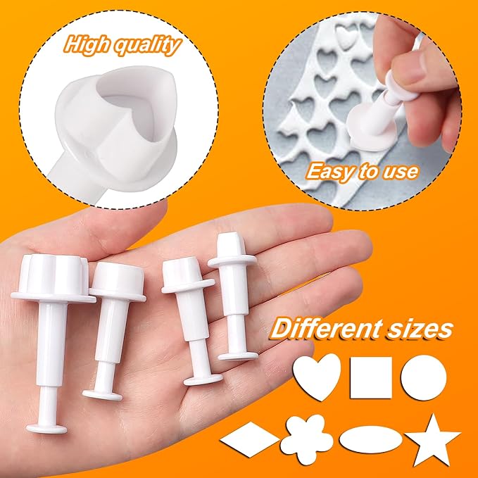 24 Pcs Cookie Cutters, Plunger Cutter Cake Decorating Supplies Fondant Cake Cookie Mini Plastic Biscuit Plunger Fondant Decorating Molds