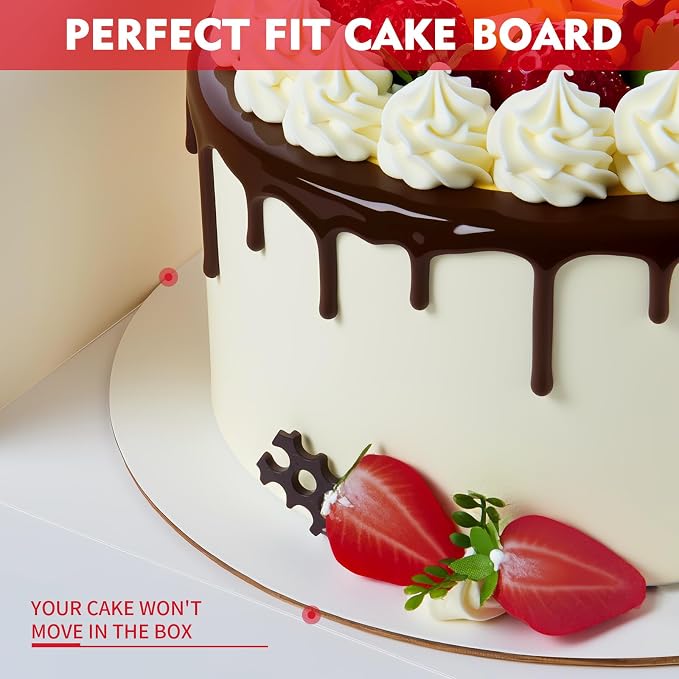 5 Pack Cake Boxes, 10x10x5 Inches Cake Boxes with Boards, White Square Bakery Boxes with Window, Disposable Cake Containers with Lids for Pastry Pie Cookies Chocolates Wedding Birthday Party