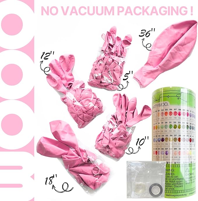 PartyWoo Baby Pink Balloons 127pcs Different Sizes of 36 18 12 10 5 Inch Pastel Pale Light Pink Balloons Arch Kit Garland for Gender Reveal Baby Shower Birthday Princess Party Decorations Pink-Q05